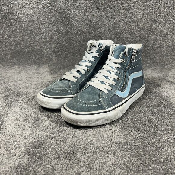 Vans Sk8 Hi Reissue Women's Size 7.5 Blue Canvas Suede Side Zip Skate Shoes Used - Picture 5 of 12